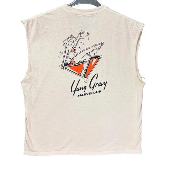 Yung Gravy Marvelous Tour T-Shirt Mens Cream Muscle Tee Pin Up Graphic 2XL - Picture 2 of 12